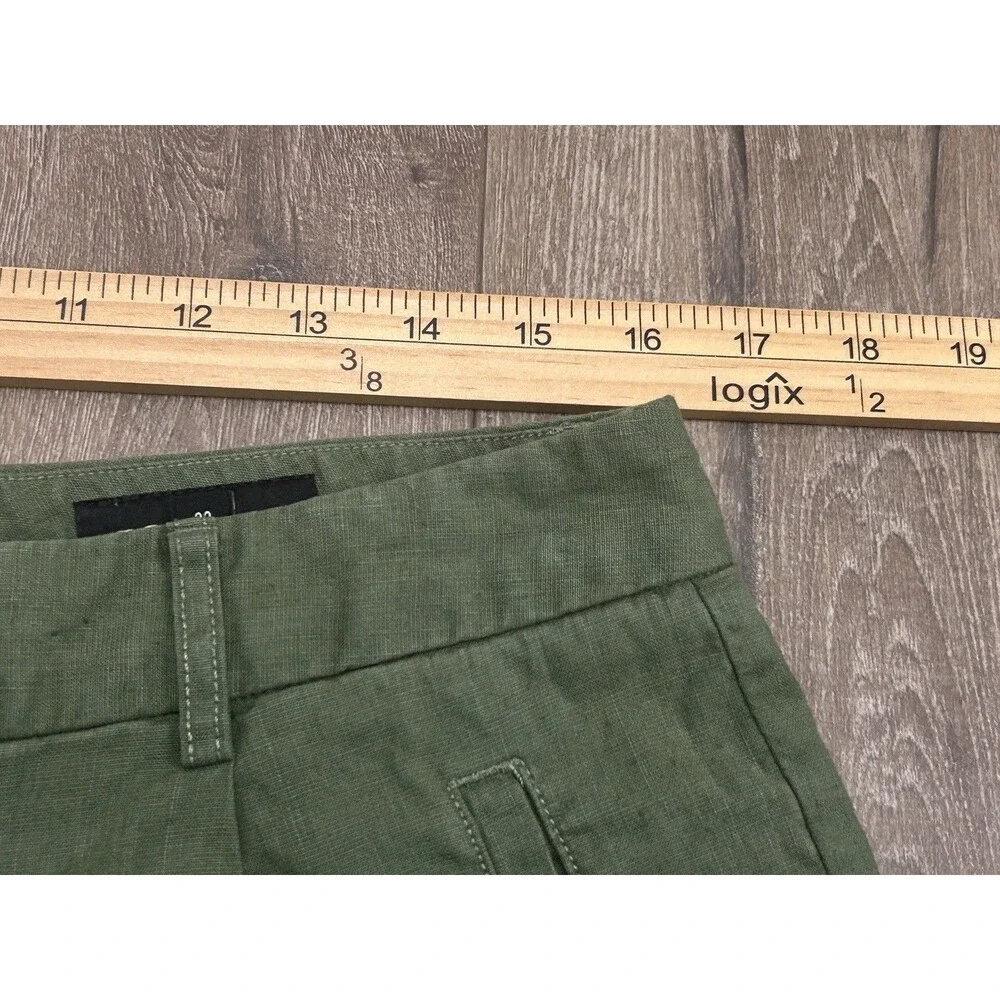 Bonobos Shorts Mens 32 Green Linen Blend Pleated 6.5”